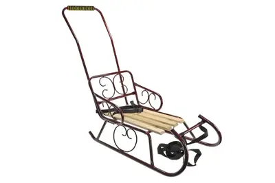 Санки "Смерека" зі спинкою, ручкою бордові VITAN купити