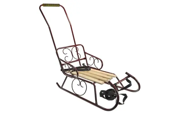 Санки "Смерека" зі спинкою, ручкою бордові VITAN купити