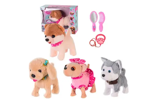 М'яка собачка на повідку CL1734/36/43/46 (24шт/2) 4 види, акс-ри, в коробці 35*12*26 см купити