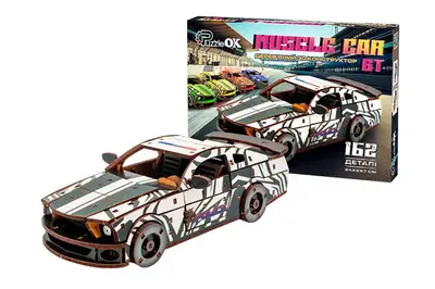 Дерев'яний 3D конструктор Muscle car GT (біла) Puz-00945 PuzzleOk купити