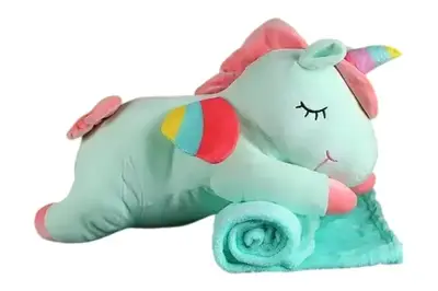 М`яка іграшка-плед HB15 єдиноріг + плед, 2 види, р-р іграшки – 45 см, р-р пледа – 150*115 см купити