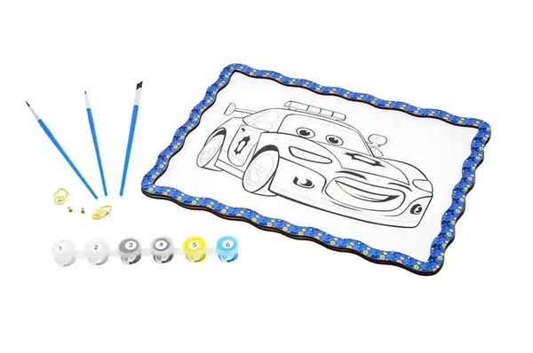 Картина по номерах Puz-22952 "Поліцейська машина" дерев'яна, формат А4 PuzzleOk купити недорого в Україні, фото 4