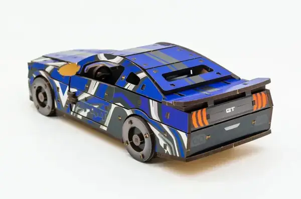 Конструктор "Muscle Car" Puz-00642 дерев'яний, 162 дет., синій колір р. моделі 24*9*7 см PuzzleOk купити недорого в Україні, фото 6