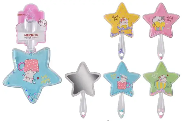 Дзеркальце K7302 зірка з блискітками, 21x17см 4 види купити