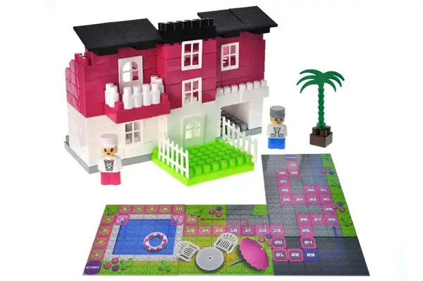 Конструктор блочний QB300-206 "Block&Steps: Рожева Вілла" + ходилка і меморі гра 3в1, 124дет. qbee купити недорого в Україні, фото 10