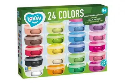 Набір для ліплення з легким пластиліном 70177 в стаканах, 24 кольори LOVIN купити