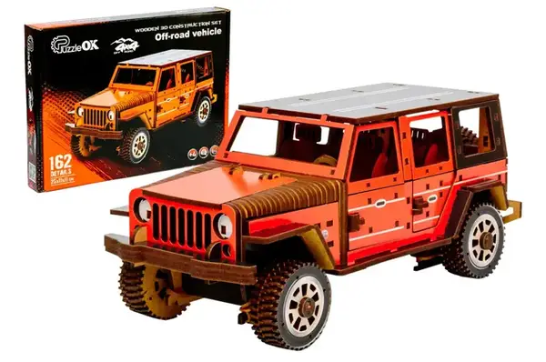 Конструктор Puz-25162 "Джип Wrangler" дерев'яний, розмір 25х11х11 см PuzzleOk купити
