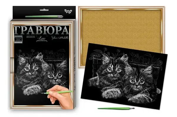 Набір для творчості L-ГРА4-02-01з,02з...18з "Гравюра А4 LUXE" з рамкою DANKO купити