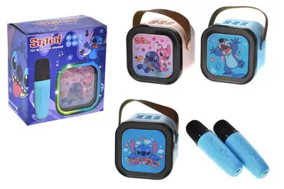 Караоке з 2 мікрофонами Стіч Stitch! блутуз колонка на акумуляторі,слот для карти пам'яті,13x7x14см купити