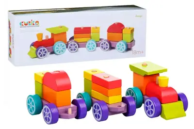 Дерев'яна іграшка "Поїзд Веселковий експрес" LP-3 арт. 12923 CUBIKA купити