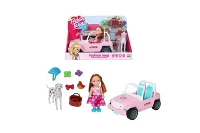 Машина з лялькою, собачкою і аксесуарами K034 озвучена, зі світлом, в коробці р.24,5x10,5x16см YG Toys купити