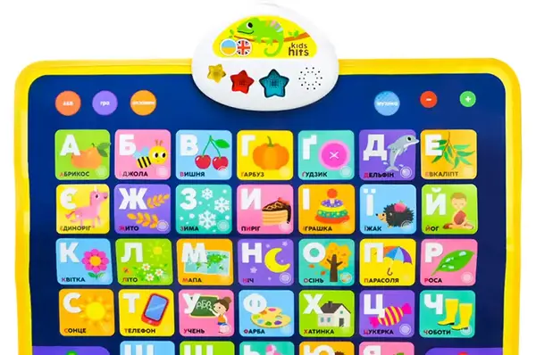 Плакат навчальний KH07/003 "Абетка 2 в1" плакат український, англійський алфавіт+цифри 45x60см., у короб. 46,5x5x21.5см Kids Hits купити недорого в Україні, фото 3