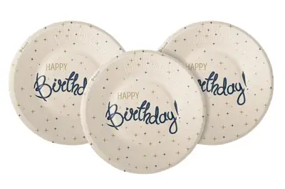 Паперові тарілки funmi "Happy Birthday" кремові 6 шт. (18см.) купити