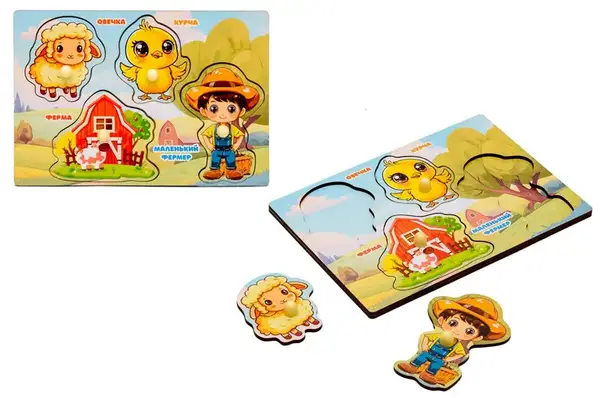 Сортер-вкладиш Puz-88744 "Ферма" дерев'яний PuzzleOk купити