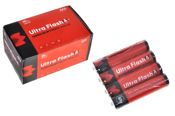 Батарейка Ultra Flash R03 AAА сольова пальчик 40шт/уп, ціна за спайку 4 шт купити