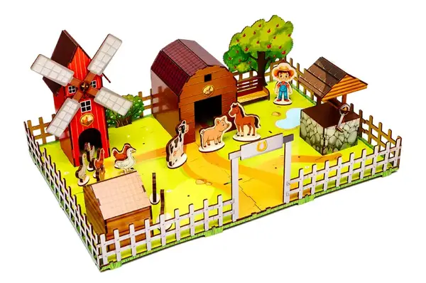 Конструктор Puz-00957 "Веселий фермер" 3D, дерев'яний, в коробці р.59х40х25 см PuzzleOk купити недорого в Україні, фото 2