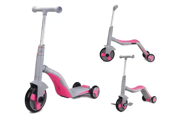 Самокат дитячий 3-х колісний 3 в 1 SC20111 сіро-рожевий, колеса PU 190 мм*108 мм, музика, світло купити недорого в Україні, фото 2