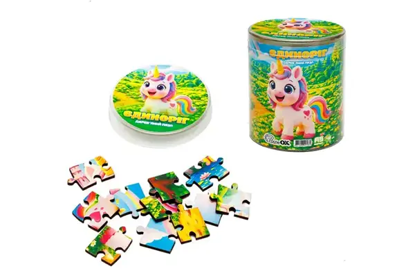 Пазл дерев'яний Puz-05002 Єдиноріг, А5 в тубусі PuzzleOk купити