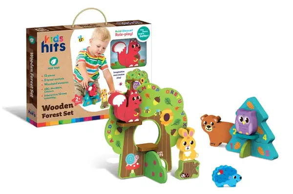 Дерев'яна іграшка Kids hits KH20/009 Набір блоків Чарівний ліс,13 дет. в коробці. 34*25,5*3,3 см купити