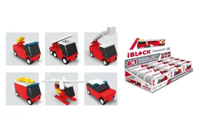 Конструктор Kids hits IBLOCK JUNIOR KH51/004 ПОЖЕЖНА 6 видів 28-32 дет кор. 12*5*8 см бокс 31,4*21,4*8,5см купити