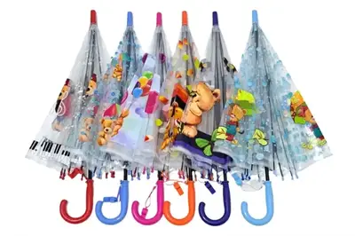 Парасолька - тростина дитяча 272/9007 прозора, з ведмедиками, на 3-6 років, напівавтомат, 68 см купити