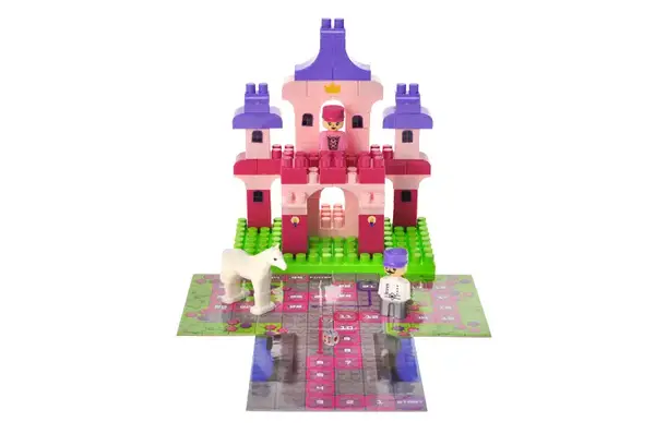 Конструктор блочний QB300-004 "Block&Steps: Замок Принцеси" + ходилка і меморі гра 3в1, 74дет. qbee купити недорого в Україні, фото 5