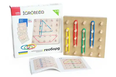 Дерев'яна розвиваюча гра 900415 "Математичний планшет. Геоборд" в коробці 18x18x5 см. IGROTECO купити