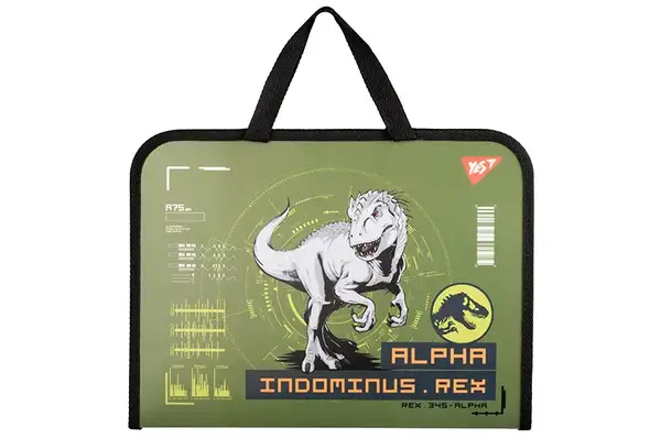 Папка-портфель Yes FC на блискавці з тканинними ручками "Jurassic World" хакі 492242 купити