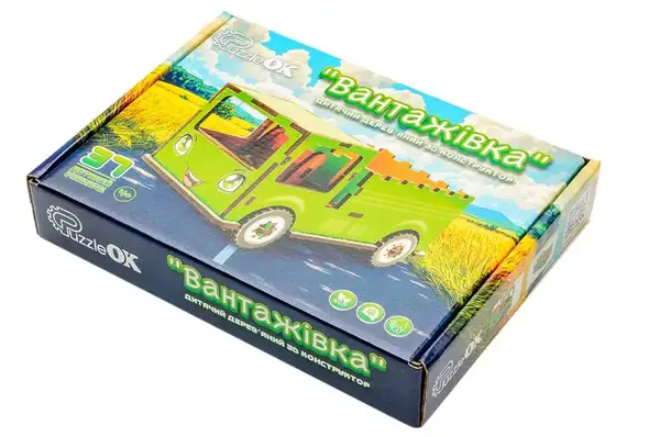 Конструктор Puz-00929 "Вантажівка" дерев'яний, 37 дет., розмір 8,7х15х 8,2 см PuzzleOK купити недорого в Україні, фото 4