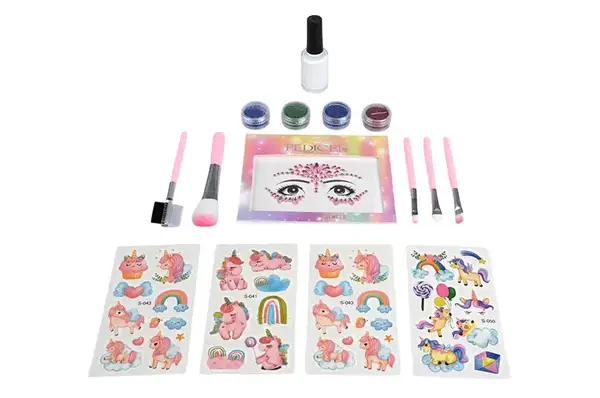 Набір косметики Тату FT2083-A наліпки, глітер, пензлики, трафарети, аксес короб. 23.5x14x3.5 см купити недорого в Україні, фото 2