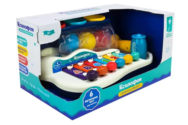 Ксилофон, PL-724-31, стукалка та м'ячики, р-р 25,5*16,5*11, у коробці 29,5*18*15 см купити недорого в Україні, фото 3