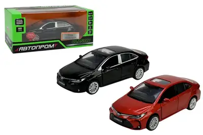 Машина металева 68432 1:33 Toyota Corolla Hybrid, на батарейки, світло, звук, відкриваються двері, коробка 18x8x9 см АВТОПРОМ купити
