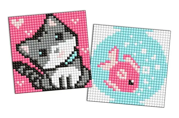 Набір з алмазною мозаїкою 9x9 см AMG1050 "Рибка та кошеня" на магнітній основі Ideyka купити