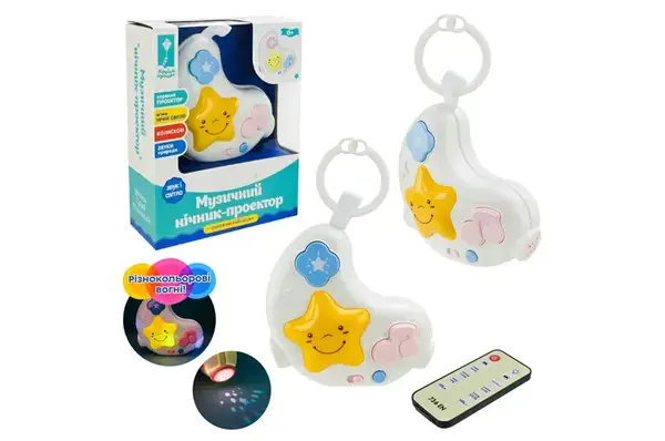 Нічник PL-724-07 з пультом керування, проектор зоряне небо, музика, коробка 17,5*6,5*21см купити