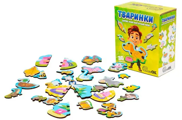 Пазл магнітний Puz-22930 "Тваринки", дерев'яний PuzzleOk купити