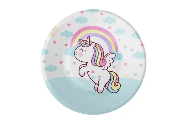 Паперові тарілки 12458 "Єдиноріг" кольорові 10шт. (18см.) Твоя Забава купити