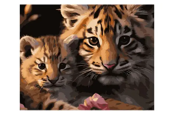 Набір для розпису по номерах Тигриця з тигреням на кольоровому фоні розміром 40х50 см (MZ019) Strateg купити