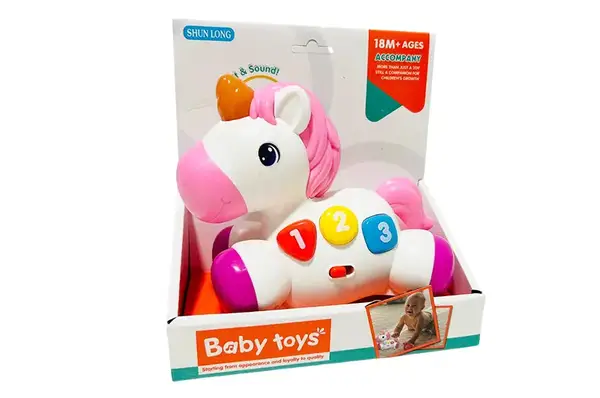 Єдиноріг на батарейках, музичний, зі світлом, в коробці 6803 р.18,5*9,5*20,5см купити