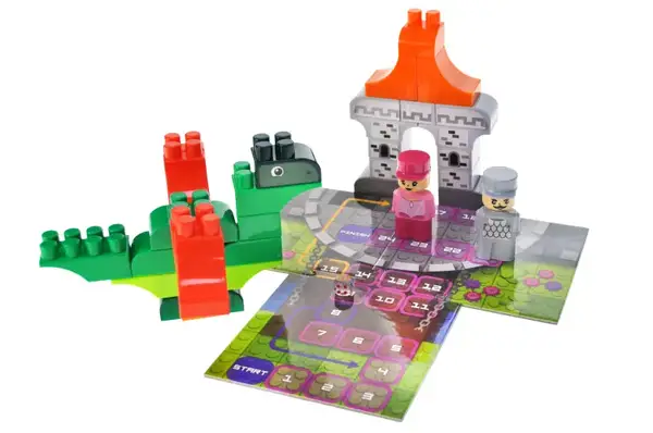 Конструктор блочний QB300-106 "Block&Steps: Дракон та замок" + ходилка і меморі гра 3в1, 43дет. qbee купити недорого в Україні, фото 6