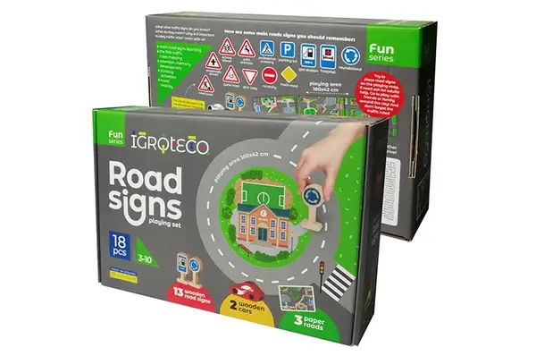Розвиваюча дерев'яна гра "Дорожні знаки" 18 дет. 900149 IGROTECO купити недорого в Україні, фото 2