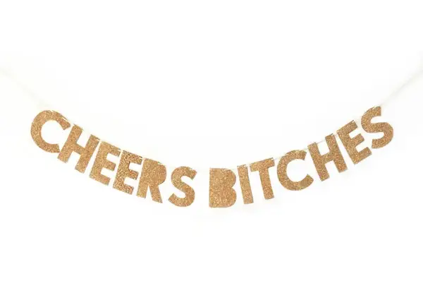 Гірлянда паперова літери "Cheers Bitches", рожеве золото з глітером, в уп (1 шт) купити