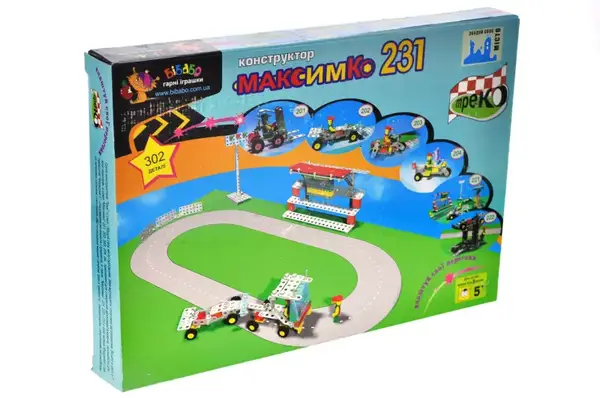 Конструктор металевий 231 "МаксимКо АВТОТРЕК" 302 дет. в коробці р.34x24x4 см купити