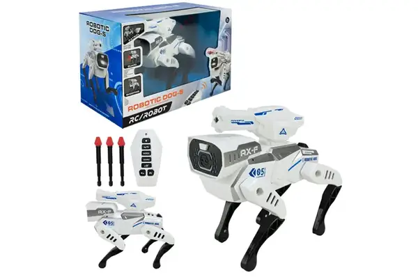 Робот-собака на радіокеруванні J1068 ходить, світло, стріляє гелієвими кулями, в коробці 34.5x22x17см купити