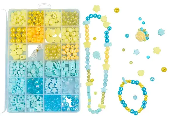 Бісер PL-15/01/04 патріотичні кольори, намистини, бісер, підвіски, гумова волосінь, коробка 13*18,5*2 см купити