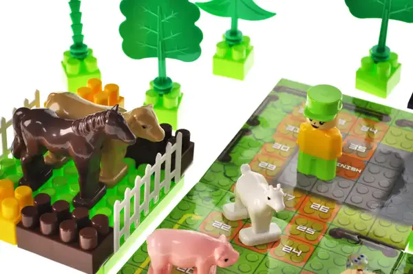 Конструктор блочний QB300-005 "Block&Steps: Весела Ферма" + ходилка і меморі гра 3в1, 79дет. qbee купити недорого в Україні, фото 3