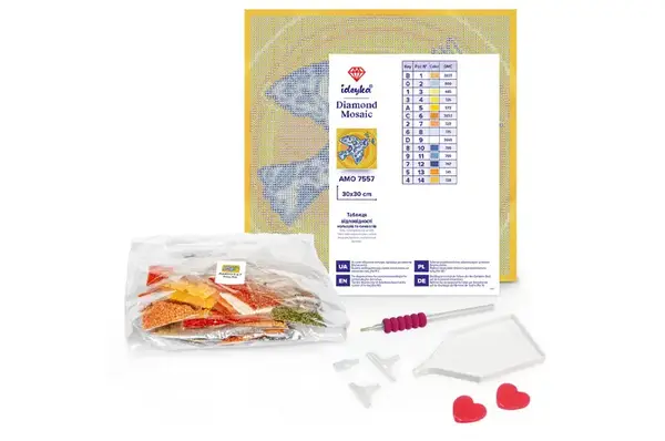 Набір з алмазною мозаїкою AMO20076 "Котик та метелик" 30х30см IDEYKA купити недорого в Україні, фото 2