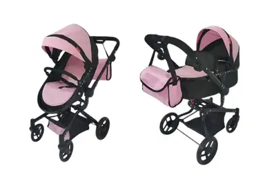 Візок для ляльки 9695+BAG PINK "FORTUNA" 2в1 з сумкою, в коробці р.60x38x17 см CARRELLO купити