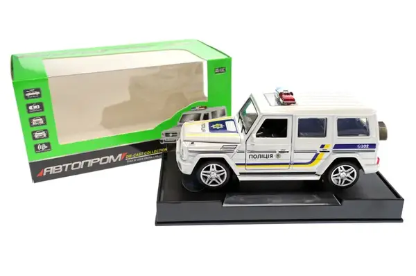 Машина металева 7844-4 АВТОПРОМ, 1:32-36 Поліція MERSEDES-BENZ G65, на батарейках: світло та звук, відкриваються двері, капот, багажник, в коробці 18*9*9 см купити