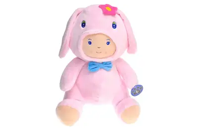 Лялька м"яка в костюмі зайчика в кульку D1802 р.40*30*20см купити