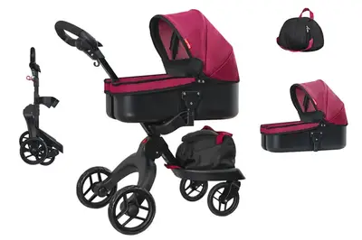 Коляска для ляльки CARRELLO GLORIA 9631A DEEP RED з сумкою, металева, в коробці р.68*29,5*36 см купити